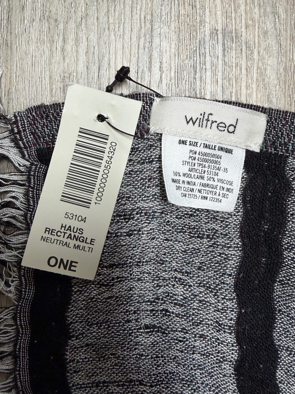 Wilfred Neutral Multi Knit Rectangle Scarf - Black & Gray